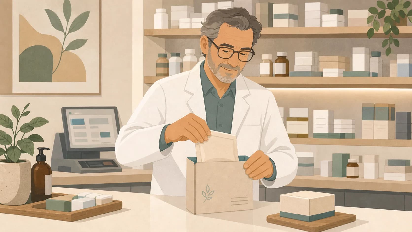 Apotheker bereidt medicatiebestelling voor
